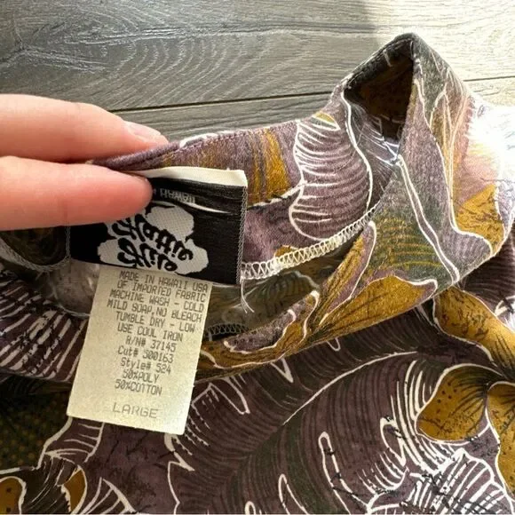 Hilo Hattie Women Short Sleeve Hawaiian Maxi Dress Size L Made In Hawaii Purple - Picture 8 of 8